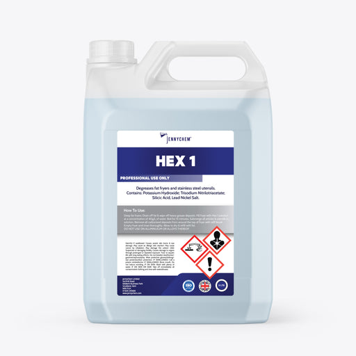 Hex 1 - Deep Fat Fryer & Filter Cleaner / Stainless Steel Cleaner & Degreaser 5LT - JENNYCHEM
