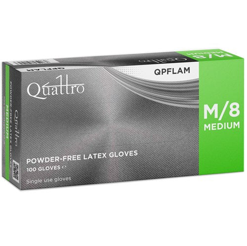 Quattro Powder Free Latex Gloves Medium - JENNYCHEM