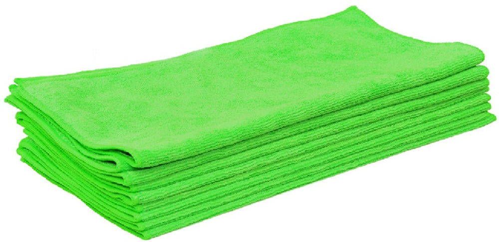 Microfibre Towelling Cloths GREEN / PACK OF 10 - JENNYCHEM